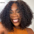US ONLY | Non-Returnable | 16 Inches Curtain Bangs Jerry Curly Glueless Y-Shape HD Lace Wig