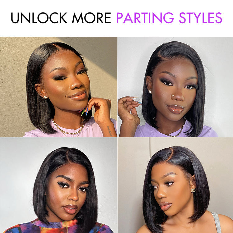 Exclusive Sale | PreMax Super Natural Hairline Silky Blunt Cut Bob Glueless 13x4 Frontal Lace Human Hair Short Wig Pre-Cut Lace