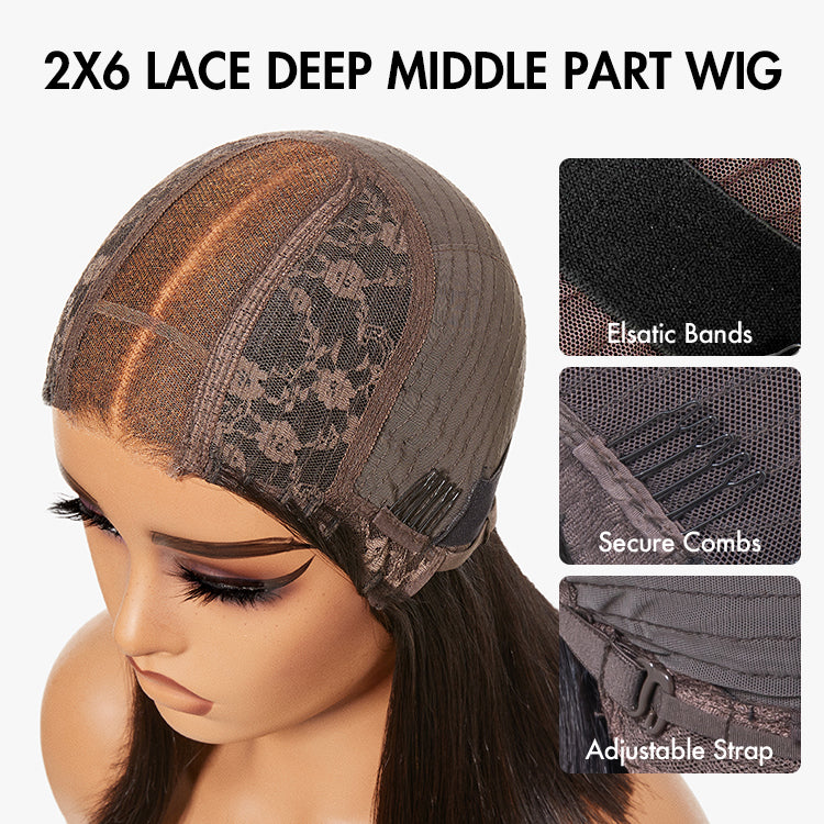 New Customers Only | PreMax Wigs | Silky Blunt Cut Glueless 2x6 / 5x5 Closure Lace Shoulder Length Bob Wig Pre Plucked & Bleached