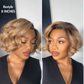 Ash Blonde Ombre Blunt Cut Bob Glueless Minimalist HD Lace Short Bob Wig Ready to Go Pre-Cut Lace
