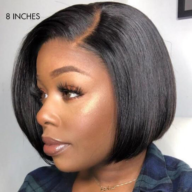 New Customers Only | Put On & Go Blunt Cut Straight Bob Minimalist HD Lace Glueless C Part Wig