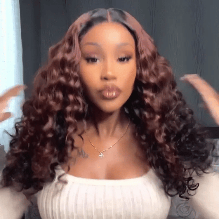 Classic and Chic Peekaboo Ombre Brown Water Wave Glueless 5x5 Closure Lace Curly Wig - US Only