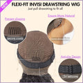 Exclusive Sale | 360 Lace Invisi Drawstring Super Natural Hairline Water Wave Free Part Human Hair Wig Pre-Cut Lace