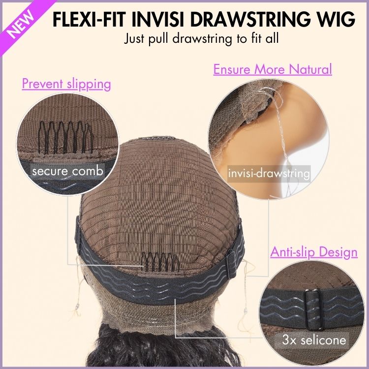 Exclusive Sale | 360 Lace Invisi Drawstring Super Natural Hairline Water Wave Free Part Human Hair Wig Pre-Cut Lace