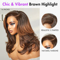 Effortlessly Chic Butterfly Haircut Pre-Layered Cut Brown Highlight Glueless Minimalist HD Lace Shoulder Length Wig