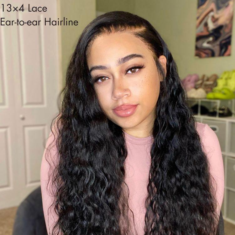 1pc 13x4 Lace Frontal 100% Virgin Human Hair Water Wave / Straight