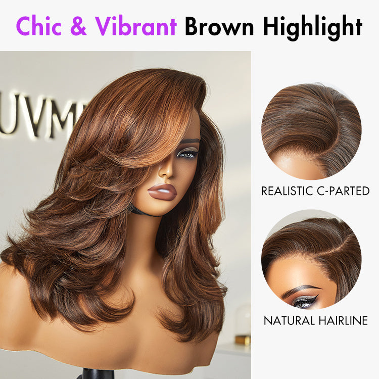 Effortlessly Chic Butterfly Cut Layered Wavy Glueless HD Minimalist Lace Short Wig