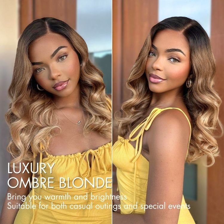 PreMax Wigs | Gorgeous Ombre Color Loose Wave Glueless 13x4 Frontal Lace Blonde Hair Wig Pre-cut Lace