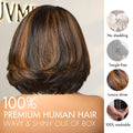 New Customers Only | Trendy Brown Highlight Layered Bob Blowout Glueless 5x5 Lace Closure Wig 100% Human Hair Pre-Cut Lace