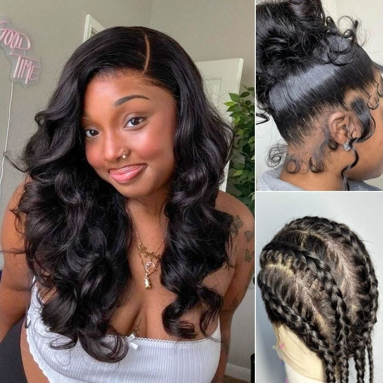 Exclusive Sale | Luvme Hair Full Lace Classy Natural Black Body Wave / Straight Free Parting Half Up Half Down Wig