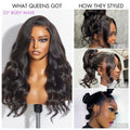 Luvme Hair Full Lace Classy Natural Black Body Wave Free Parting Half Up Half Down Wig Invisi Drawstring Cap Pre-cut Lace