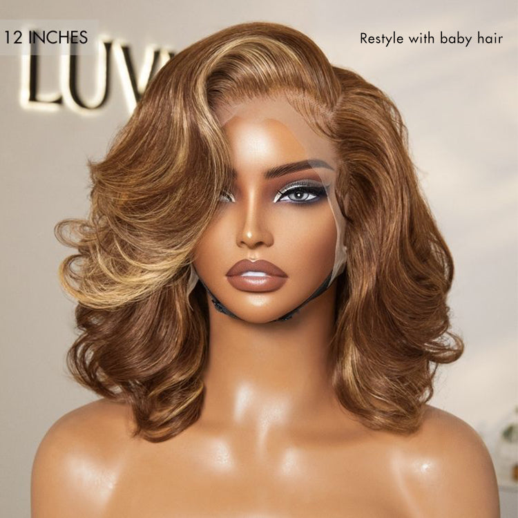 Weekly Special | PreMax Wigs - Honey Blonde Highlight / Natural Black / Ombre Blonde Bouncy Body Wave Glueless 13x4 Frontal Lace Human Hair Wig