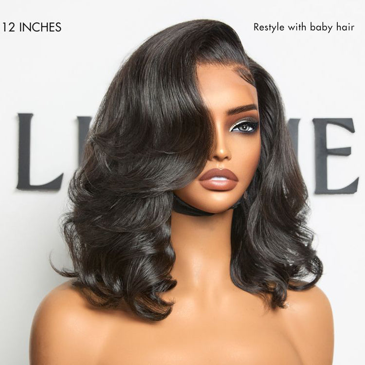 PreMax Wigs - Honey Brown with Blonde Highlights / Natural Black Bouncy Body Wave Glueless 13x4 Frontal Lace Human Hair Wig
