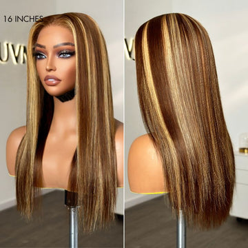 VIP DAY ONLY | 16 Inches Honey Blonde Highlight Silky Straight Glueless 5x5 Closure HD Lace Long Wig -US Only