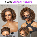 Weekly Special | Brown Highlight Short Cut Slicked Back Curly Ear-to-ear Wide T Lace Wig - US Only