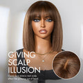 Weekly Special | Put On and Go Realistic Glueless Yaki Straight Bob with Bangs Minimalist Lace Wig 100% Human Hair
