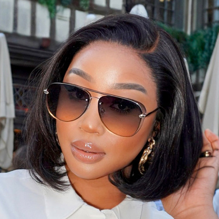 Exclusive Discount | Super Natural C Part Natural Black / Blonde Highlight Glueless Lace Bob Wig 100% Human Hair | Fits All Face Shapes