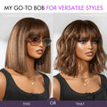 Exclusive Discount | Put On and Go Realistic Glueless Yaki Straight Bob With Bangs Minimalist HD Lace Wig 100% Human Hair