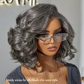 Weekly Special | Elegant Salt & Pepper Grey Wig Loose Body Wave Glueless Minimalist Lace Short Wig Pre-Cut Lace - US Only
