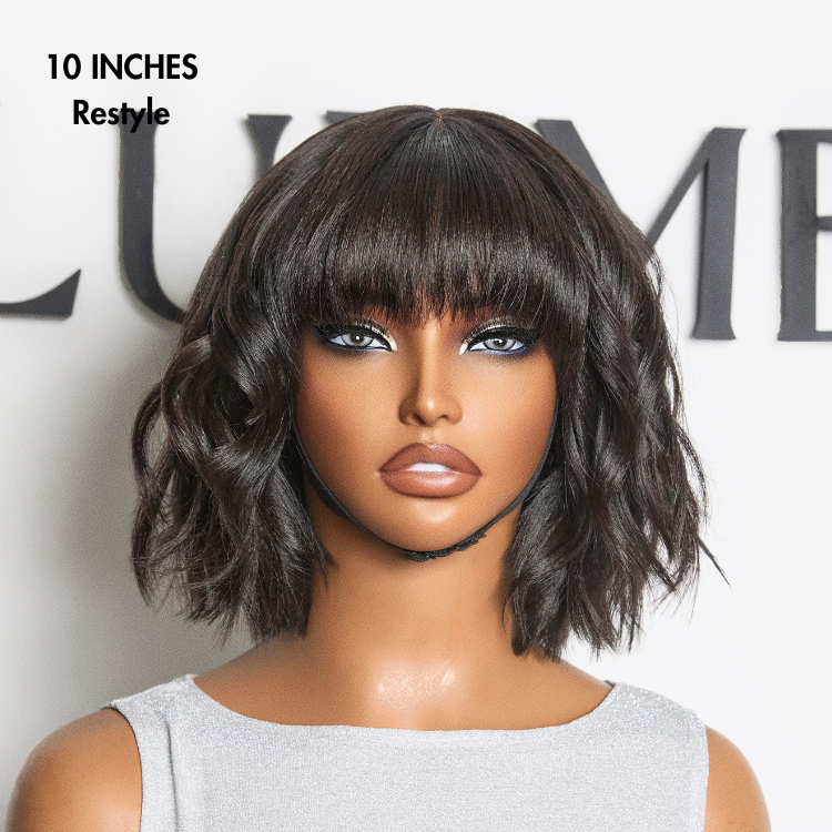 Special Deal | Put On and Go Ash Blonde Highlight / Brown Highlight / Natural Black Layered Cut Yaki Straight Minimalist Lace Bob Wig