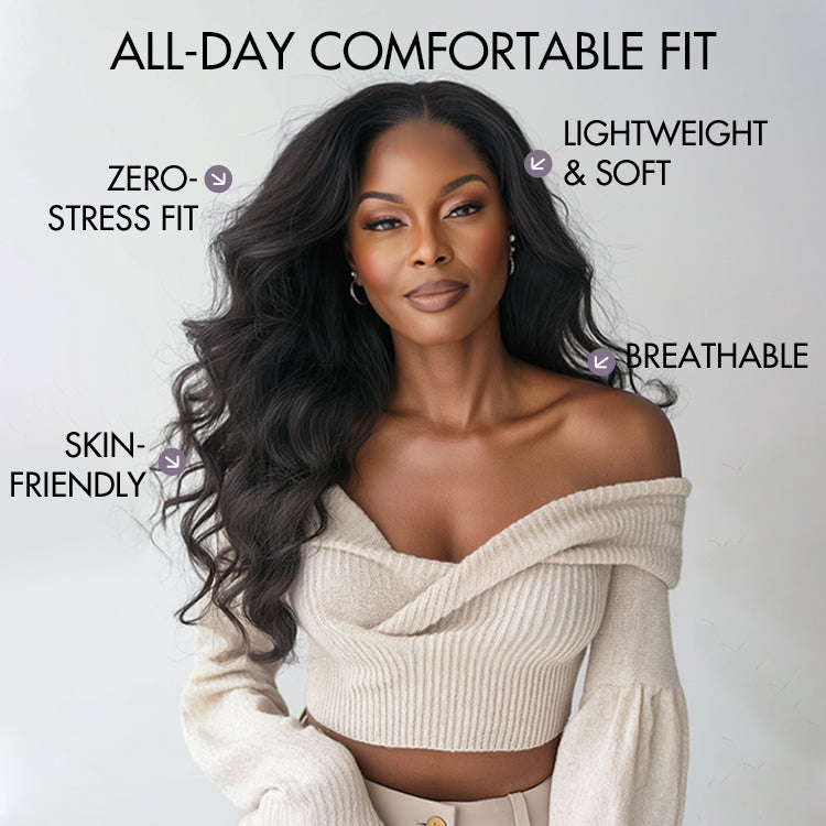 AiryFit™ Scalp Care Wigs - Deep Parting Loose Body Wave Human Hair Wig 11x6 Frontal HD Lace Glueless Wig