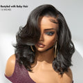 PreMax Wigs - Honey Brown with Blonde Highlights / Natural Black Bouncy Body Wave Glueless 13x4 Frontal Lace Human Hair Wig
