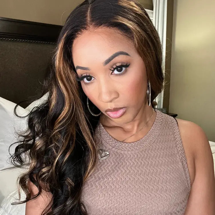 Points Reward | 20 Inches PreMax Blonde Mix Black Loose Wave Glueless 5x5 Closure HD Pre-Cut Lace Wig Breathable Cap