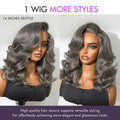 New Customers Only | Layered Blowout Salt and Pepper Glueless Grey Wig Minimalist HD Lace Shoulder Length Wavy Wig