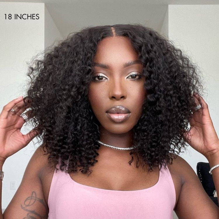 Exclusive Sale | Protective V Part Glueless Long Wig 100% Human Hair (Kinky Straight / Body Wave / Jerry Curly)