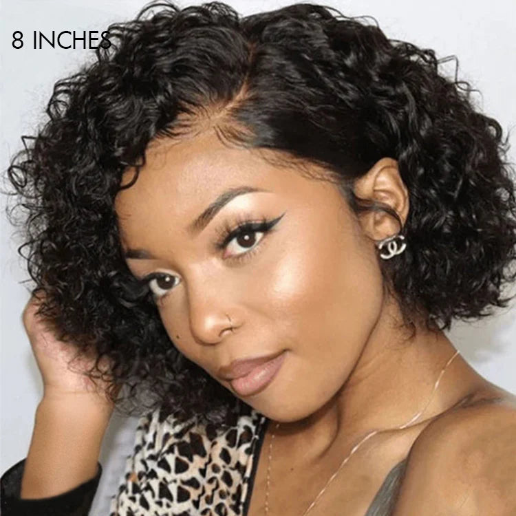 8''+10''=$149.9 | 8 Inches Curly Minimalist Pre Cut HD Lace Wig + 10 Inches Yaki Straight Minimalist Lace Bob Wig