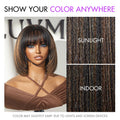 10''+12''=$159.9 | 10 Inches Brown Highlight Layered Cut Yaki Straight Bob Wig + 12 Inches Water Wave Minimalist Lace Wig