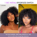 10''+12''=$159.9 | 10 Inches Brown Highlight Layered Cut Yaki Straight Bob Wig + 12 Inches Water Wave Minimalist Lace Wig