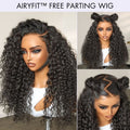 AirFit™ Scalp Care Wigs - Deep Parting Water Wave Human Hair Wig Glueless 11x6 Frontal HD Lace Curly Wig