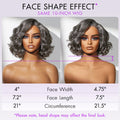 Elegant Salt & Pepper Grey Wig Loose Body Wave Glueless Minimalist Lace Short Wig Pre-Cut Lace