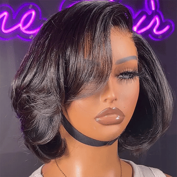New Customers Only | PreMax Wigs - Chic & Natural Layered Bob Wig Ear-to-Ear Wide T Lace Glueless Human Hair Wig Pre-Cut Lace
