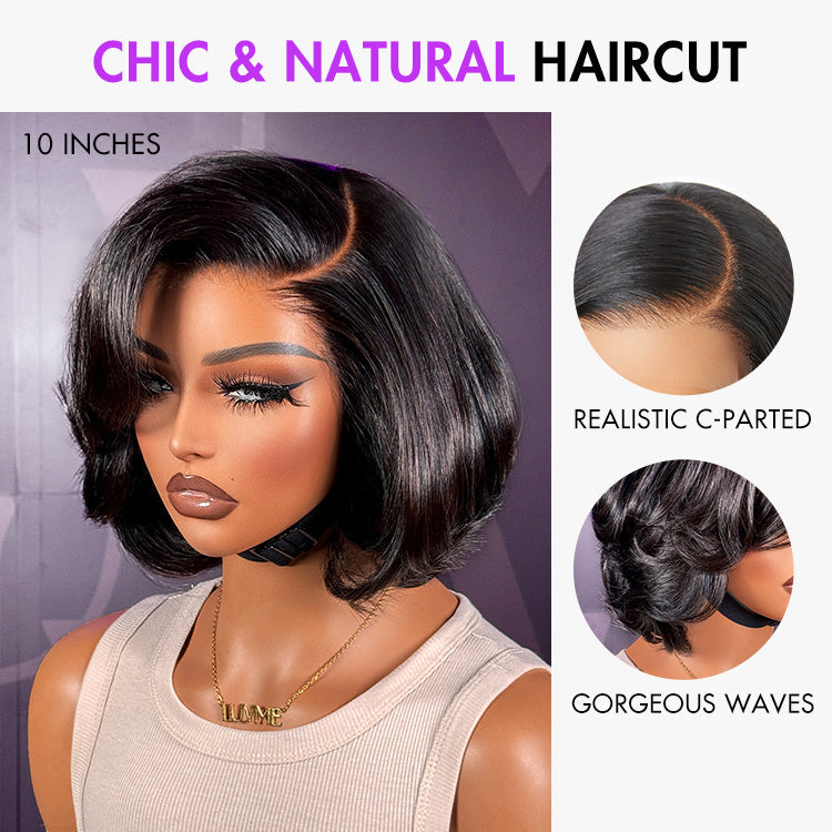 PreMax Wigs - Chic & Natural Layered Bob Wig Ear-to-Ear Wide T Lace Glueless Human Hair Wig Pre-Cut Lace
