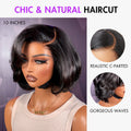 New Customers Only | PreMax Wigs - Chic & Natural Layered Bob Wig Ear-to-Ear Wide T Lace Glueless Human Hair Wig Pre-Cut Lace
