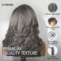 New Customers Only | Layered Blowout Salt and Pepper Glueless Grey Wig Minimalist HD Lace Shoulder Length Wavy Wig