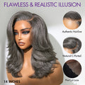 New Customers Only | Layered Blowout Salt and Pepper Glueless Grey Wig Minimalist HD Lace Shoulder Length Wavy Wig