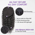 Water Wave Flexi-Fit Drawstring Ponytail Extension Human Hair Natural Black Curly Ponytail