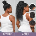 Water Wave Flexi-Fit Drawstring Ponytail Extension Human Hair Natural Black Curly Ponytail