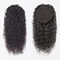 Water Wave Flexi-Fit Drawstring Ponytail Extension Human Hair Natural Black Curly Ponytail