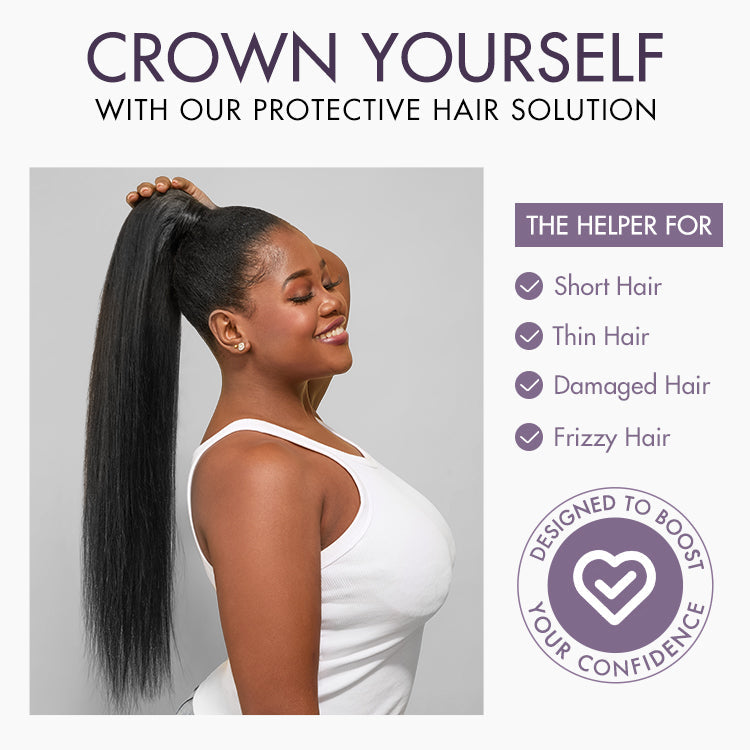 Natural Black Sleek Long Straight Wrap Around Ponytail Hair Extension Virgin Hair