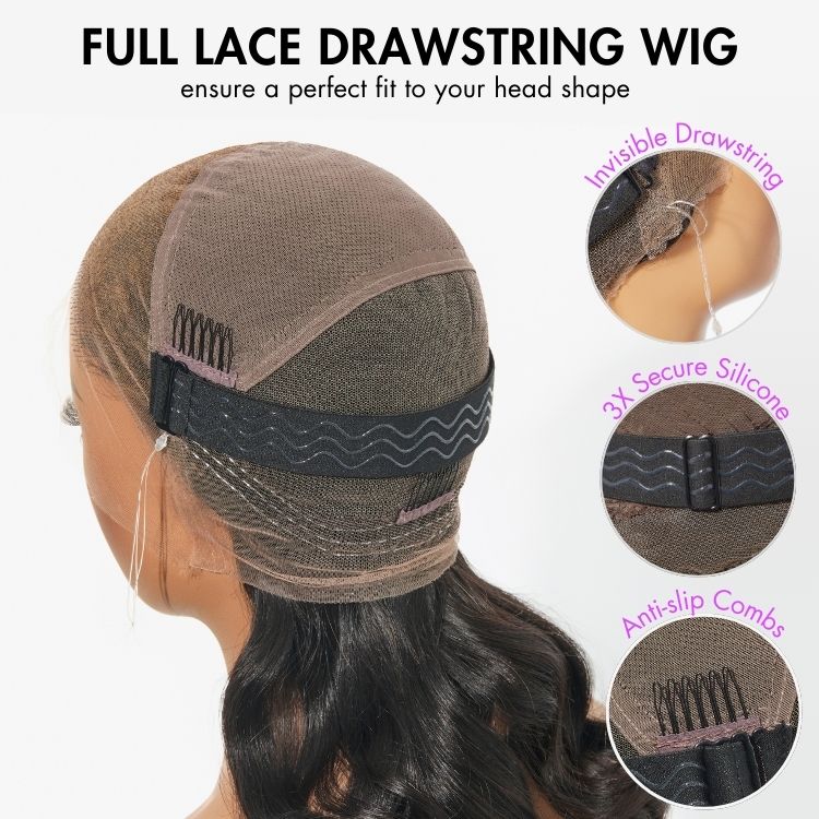 Versatile Style Full Lace Loose Body Wave Flexi-Fit Invisi Drawstring Cap Human Hair Wig