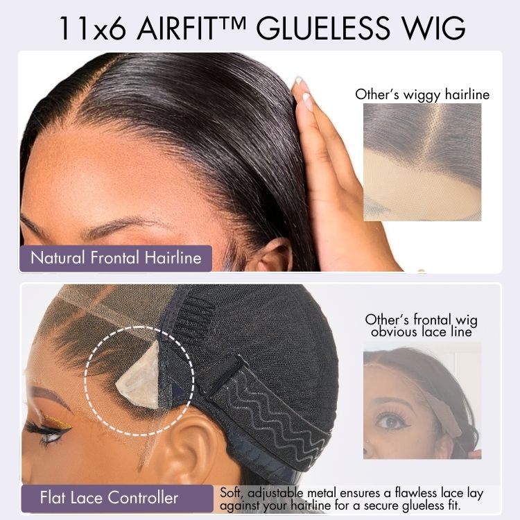 AirFit™ Scalp Care Wigs - Deep Parting Water Wave Human Hair Wig Glueless 11x6 Frontal HD Lace Curly Wig