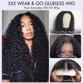 AiryFit™ Scalp Care Wigs | Effortless Water Wave Snugfit Glueless 5x5 Closure Pre-Cut Lace Curly Wig