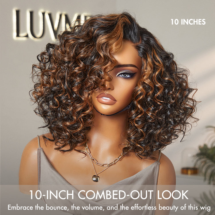 Weekly Special | Effortless Elegance Brown Highlight / Natural Black Bouncy Curly Wig Minimalist HD Lace Glueless Wig Pre-Cut Lace
