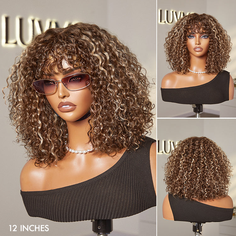 Exclusive Sale | Beginner Friendly Water Wave Minimalist Lace Glueless Short Wig with Bangs