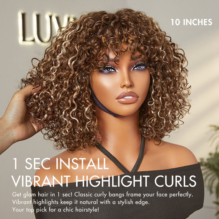 Exclusive Sale | Beginner Friendly Water Wave Minimalist Lace Glueless Short Wig with Bangs