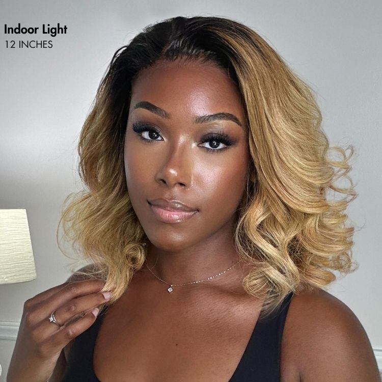 Weekly Special | PreMax Wigs - Honey Blonde Highlight / Natural Black / Ombre Blonde Bouncy Body Wave Glueless 13x4 Frontal Lace Human Hair Wig
